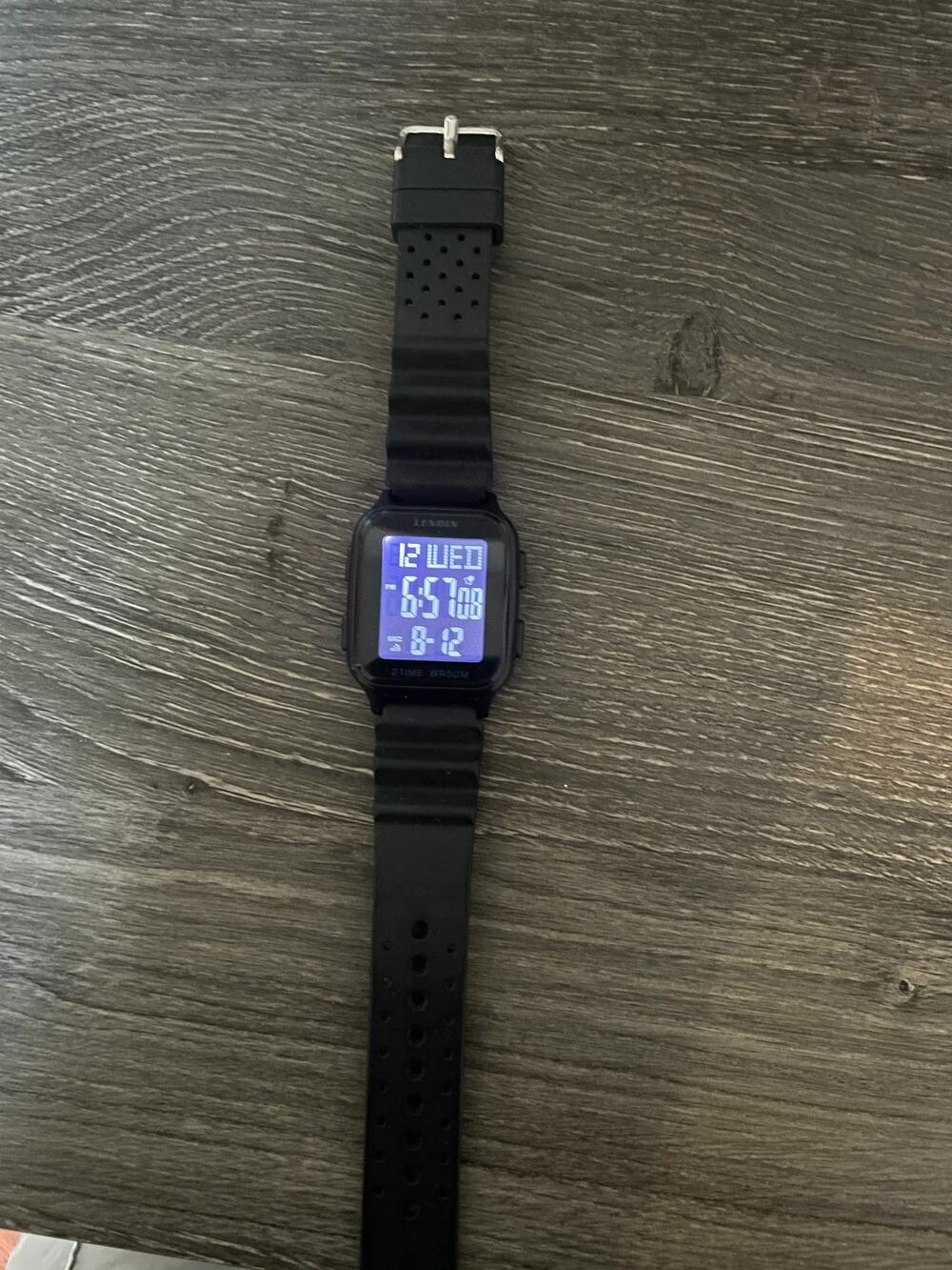 Black Digital Watch with Date, Stopwatch & Alarm